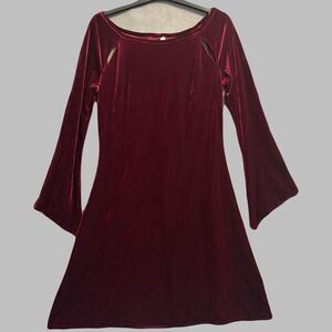 VTG 90s De Laru Velvet Minidress Whimsigoth Size Large Burgundy Hoco Witchy Vamp